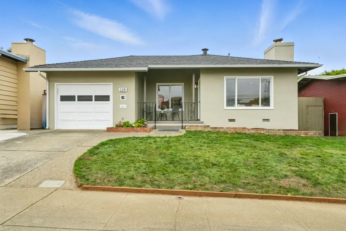 Front exterior of 328 Heather Way, a South San Francisco Peninsula home, after staging and professional listing photography