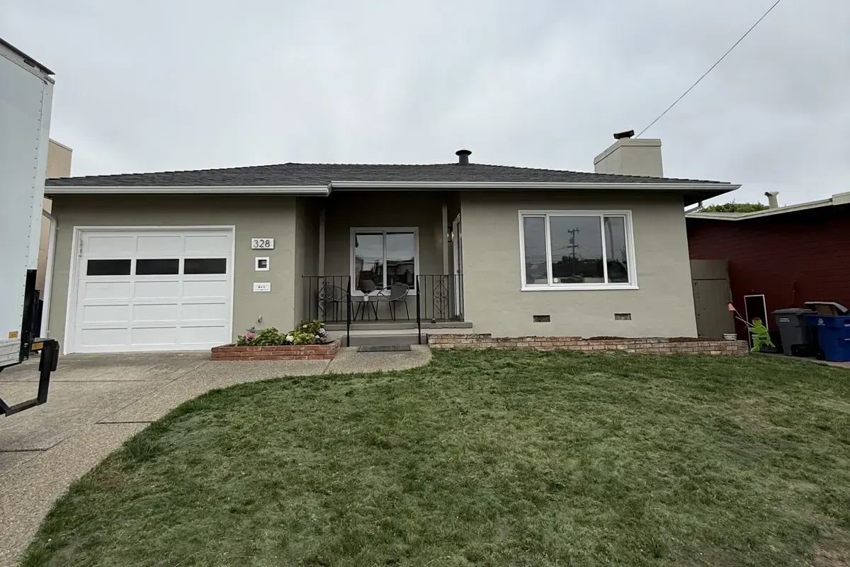 Front exterior of 328 Heather Way, a South San Francisco Peninsula home, before staging