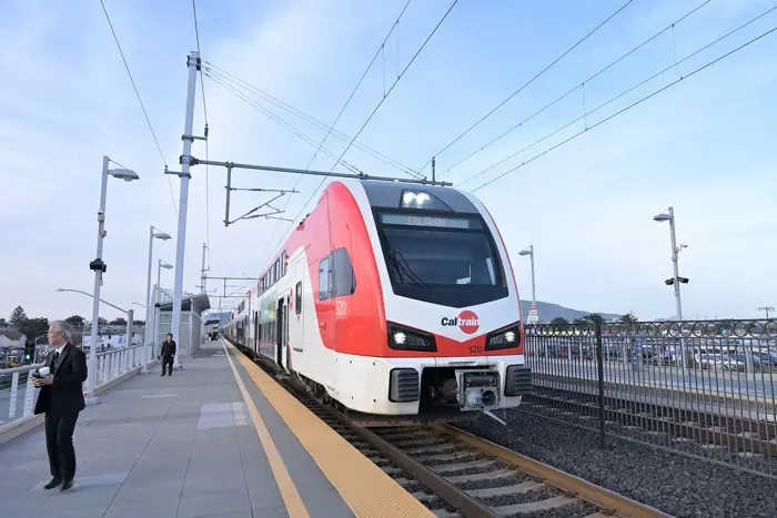 Electric Caltrain train at San Bruno station